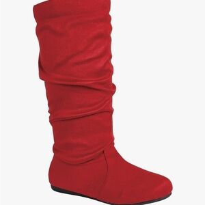 Red Slouchy Knee-High Boots